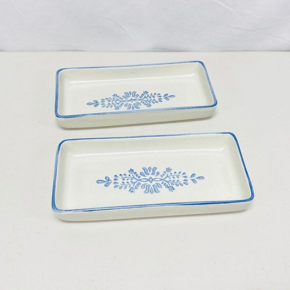 Pfaltzgraff Yorktowne 2 Rectangle Stoneware Cracker Relish Dish Trays 716-51 - Picture 2 of 7